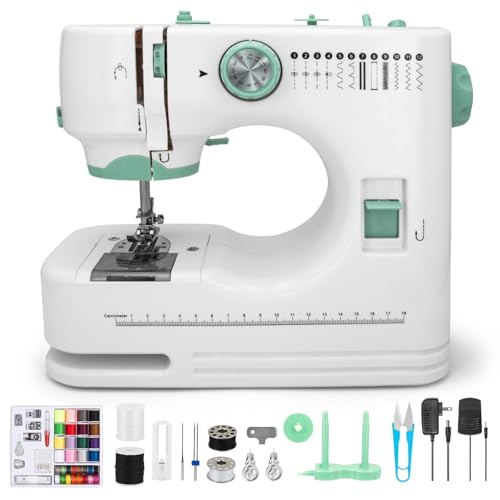 N&auml;hmaschine &ndash; Kompakte Multifunktions-N&auml;hmaschine f&uuml;r Anf&auml;nger & Profis, 12 Stichmuster, 2 Geschwindigkeiten, Doppelstich, Fu&szlig;pedal & Knopfbetrieb, ideal f&uuml;r DIY & Kleidung