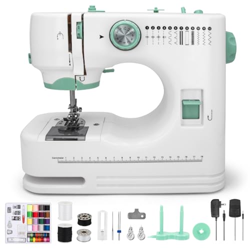 N&auml;hmaschine &ndash; Kompakte Multifunktions-N&auml;hmaschine f&uuml;r Anf&auml;nger & Profis, 12 Stichmuster, 2 Geschwindigkeiten, Doppelstich, Fu&szlig;pedal & Knopfbetrieb, ideal f&uuml;r DIY und Kleidung