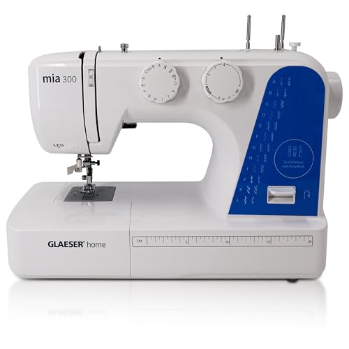 GLAESER&reg; Home Mia 300 N&auml;hmaschine Easy f&uuml;r Anf&auml;nger mit Automatischer Einf&auml;dler, 24 Stich-Varianten, Kinderleichte Bedienung