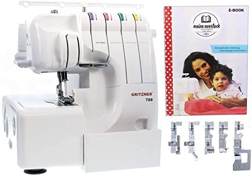 Gritzner 788 Overlock + Buch + 5 Sondernähfüße (die Alternative zur W6 WERTARBEIT N 454D)