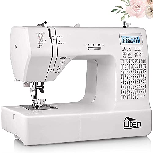 Uten Nähmaschine Elektronisch Freiarm mit 200 Stiche, Für Profi Anfänger DIY Begeister Sewing Machine, Geschenkidee für Muttertag