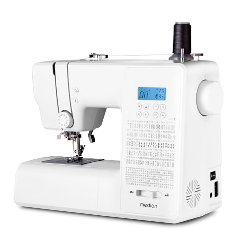MEDION Digitale N&auml;hmaschine SD36 (36 Watt, einstellbare Stichl&auml;nge und Stichbreite, 270 Stichmuster, LED N&auml;hlicht, automatischer Einf&auml;dler, Fu&szlig;pedal, R&uuml;ckw&auml;rtstaste, Fadenschneider, MD11881) wei&szlig;